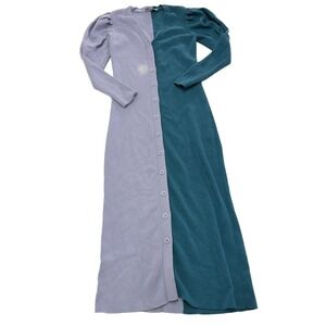 Busayo Collective Dress Womens Medium Colorblock Puff Sleeve Midi Retro